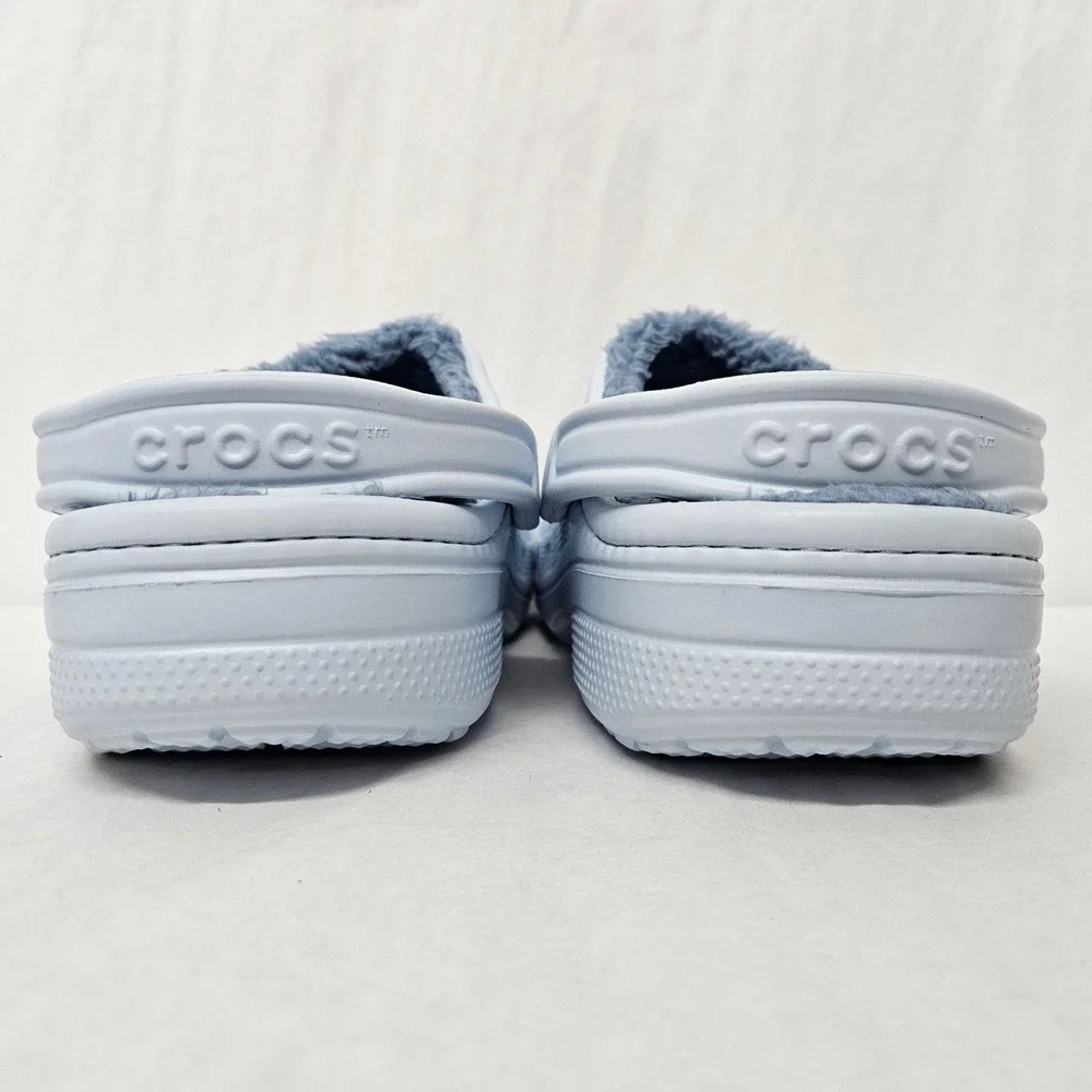 Crocs Baya Lined Clog Faux Fur‎ Fuzzy Slip On 205969 Light Blue Men Size 9